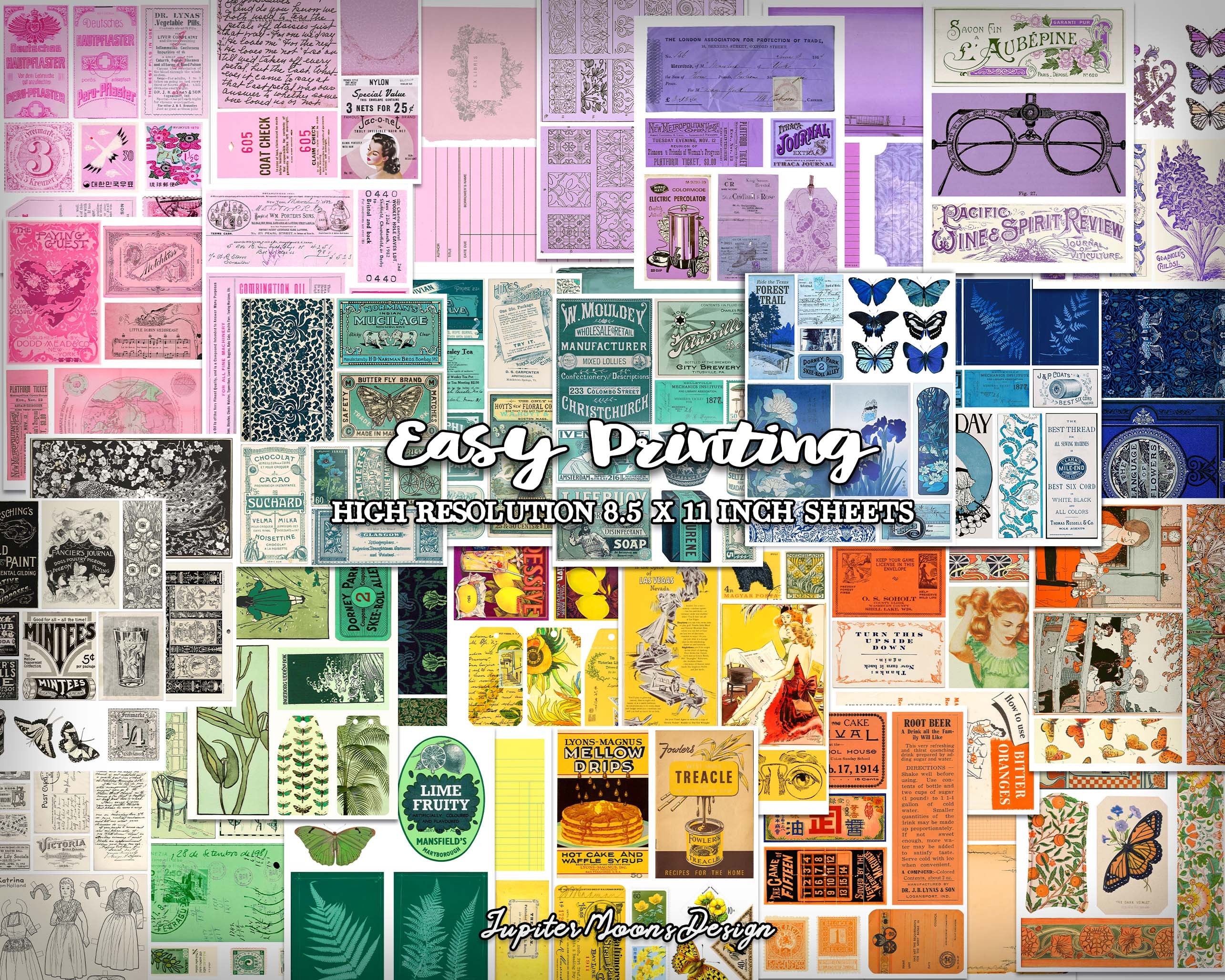 Colorful Vintage Ephemera Mega Bundle | DIGITAL DOWNLOAD | Junk Journal ...