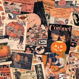 Retro Halloween Ephemera | DIGITAL DOWNLOAD | Vintage Autumn | Scrapbooking | Junk Journal Kit | Collage | Spooky | Pumpkins | Decoration