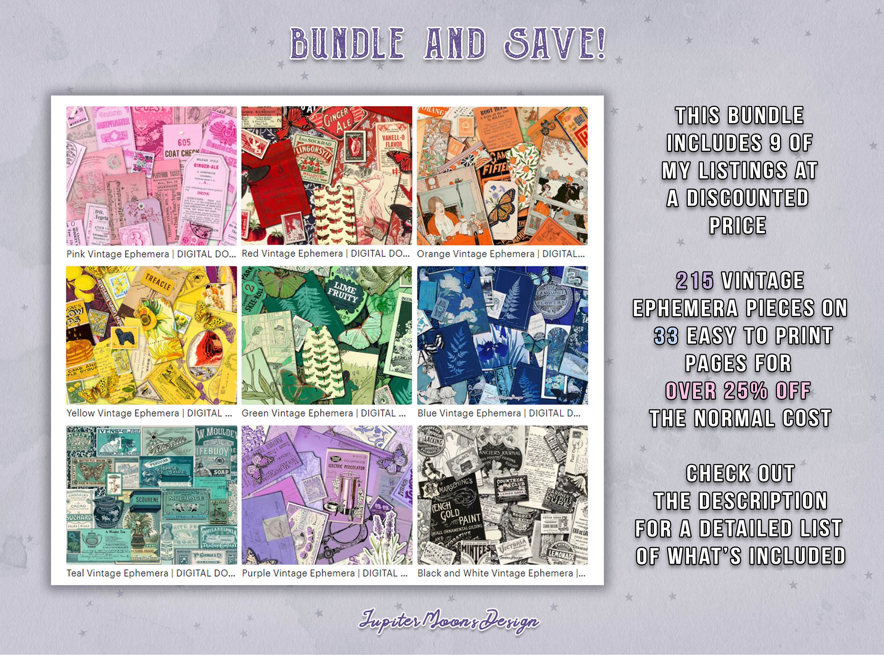 Colorful Vintage Ephemera Mega Bundle | DIGITAL DOWNLOAD | Junk Journal ...