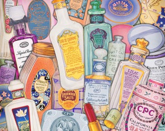 Materiale di bellezza vintage / DOWNLOAD DIGITALE / Etichette per profumi, trucco, cosmetici, articoli da toeletta / Diario di scarto stampabile / Foglio di collage per album di ritagli