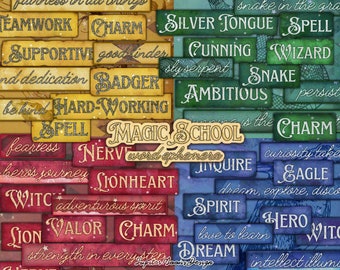Magic School Words Ephemera / DOWNLOAD DIGITALE / Kit diario spazzatura / Stampabile / Scrapbook / Foglio Collage / Strega / Mago / Etichette di magia