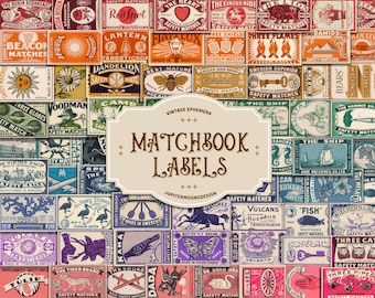 Vintage Matchbook Labels | DIGITAL DOWNLOAD | Junk Journal | Journaling | Printable Kit | Collage Sheet | Retro | Matchbox | Ephemera Papers