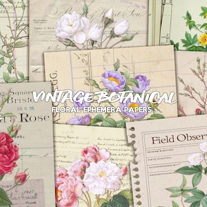 Vintage Botanical Papers | DIGITAL DOWNLOAD | Junk Journal | Ephemera | Printable Kit | Scrapbook | Collage Sheets | Floral | Retro | Garden