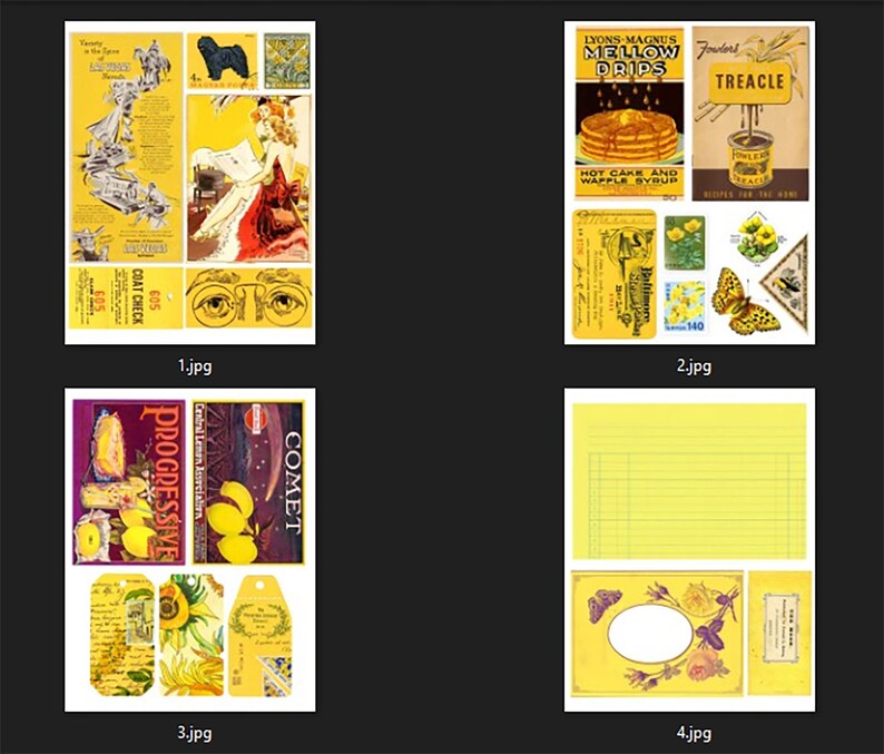 Yellow Vintage Ephemera | DIGITAL DOWNLOAD | Junk Journal | Journaling ...