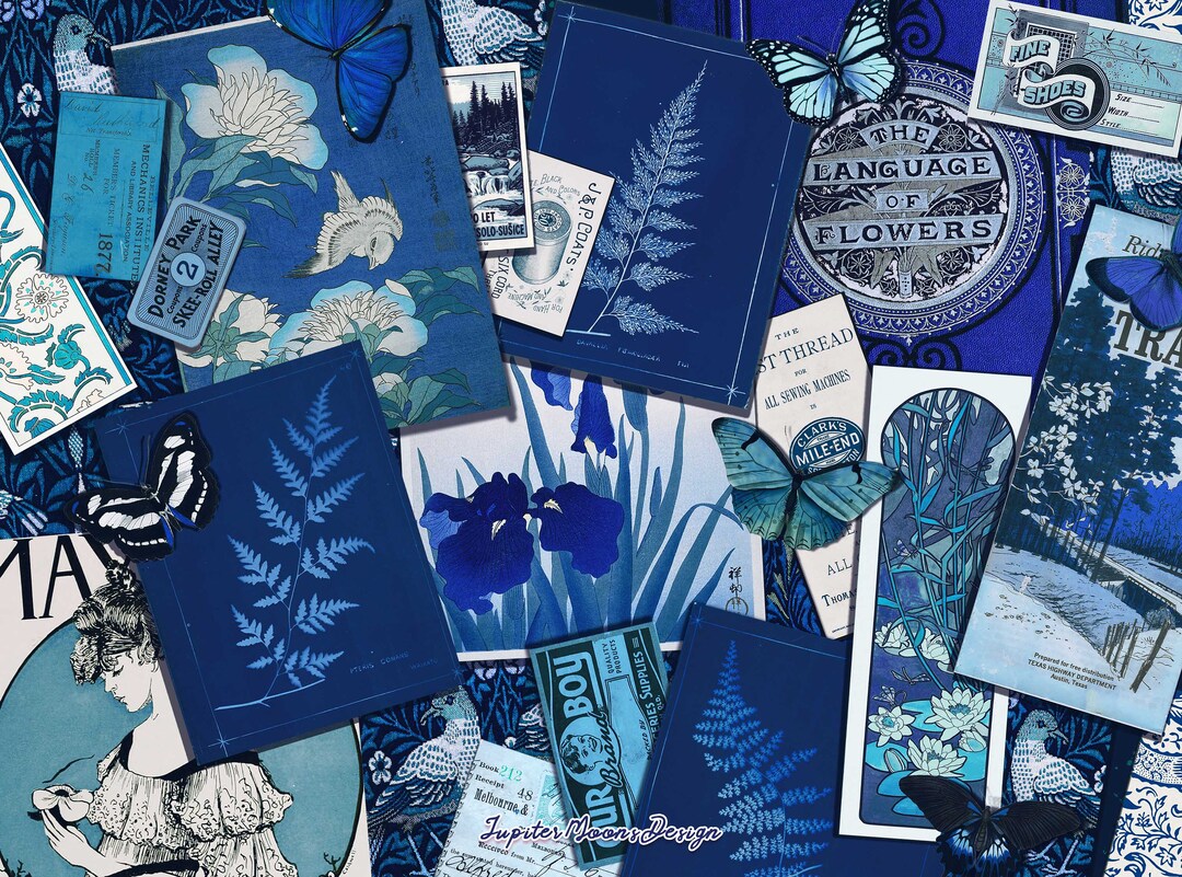 Blue Vintage Ephemera | DIGITAL DOWNLOAD | Junk Journal | Journaling ...
