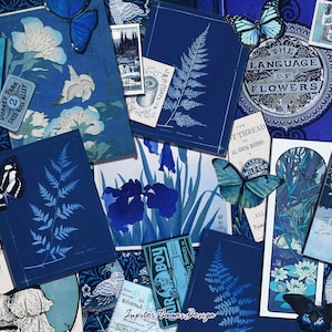 Blue Vintage Ephemera | DIGITAL DOWNLOAD | Junk Journal | Journaling | Printable Kit | Scrapbook | Collage Sheets | Tags | Retro | Scrapbook