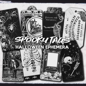 Etiquetas espeluznantes / Vintage Halloween Ephemera / DESCARGA DIGITAL / Scrapbooking / Diario basura / Brujería / Collage / Calaveras / Pociones / Calabazas