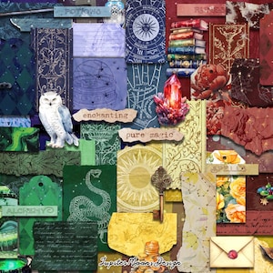 Zestaw Vintage Magic School Junk Journal | POBIERANIE CYFROWE | Ephemera | Do druku | Album ze zdjęciami | Arkusze kolażowe | Wiedźma | Czarodziej | Cięcie precyzyjne