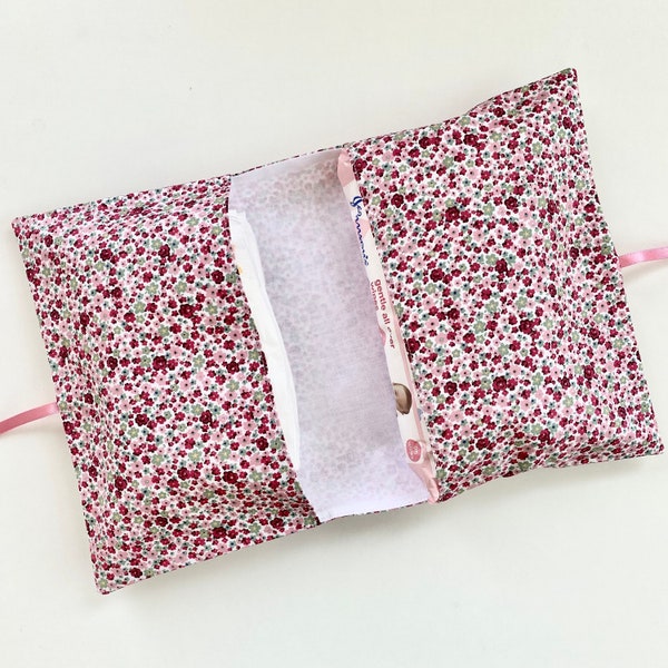 Pink Ditsy Print, Floral, Nappy & Wipes Wallet, Holder, Diaper Bag, Nappy Case, Handmade, New baby, New mum gift, UK