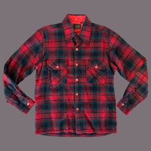 Vintage 70&#39;s Ultra Rare &quot;The Emporium&quot; Wool Blend Plaid Flannel Button Down Shirt Men&#39;s M