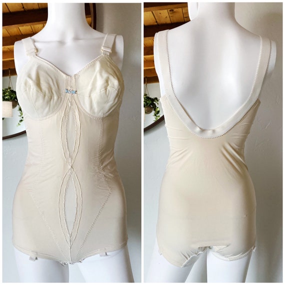 Vintage 50's-60's Bustier Corset Girdle Bodysuit Shapewear Lingerie Pinup  Ivory Nylon Spandex Size S -  Norway