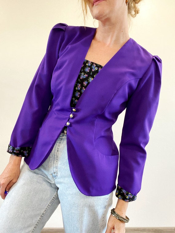 Vintage 80's 90's Jeune Chic Tailored Purple Blaz… - image 3