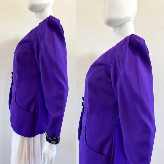 Vintage 80's 90's Jeune Chic Tailored Purple Blaz… - image 5