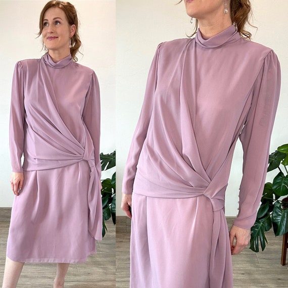 Vintage 80's Ursula of Switzerland Lilac Chiffon … - image 2