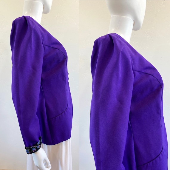 Vintage 80's 90's Jeune Chic Tailored Purple Blaz… - image 8