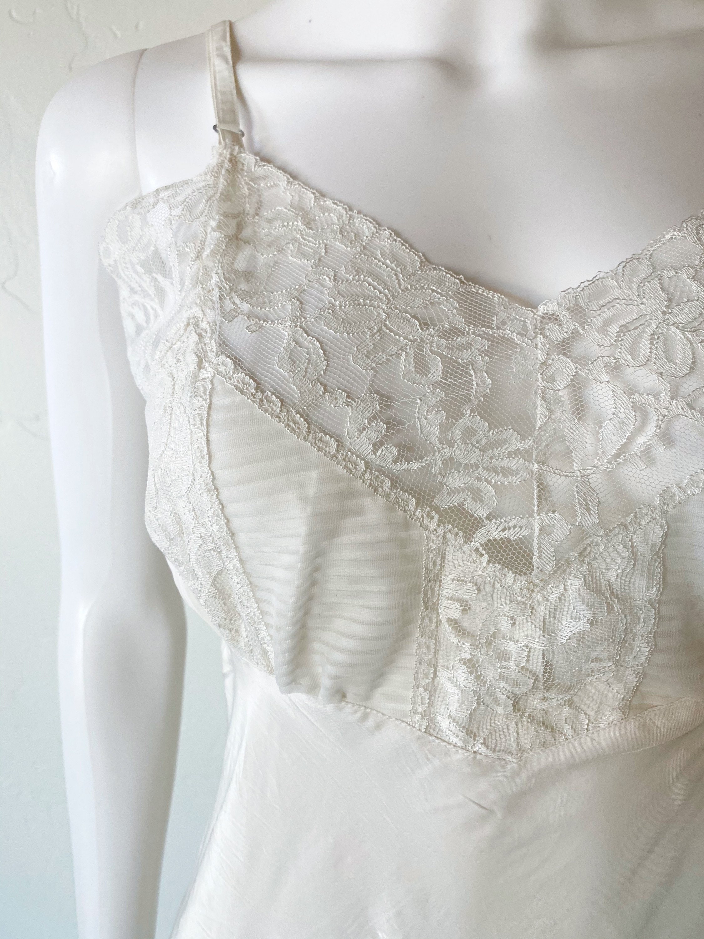 Vintage 50's Ivory White Nightgown Slip Lingerie Silky | Etsy