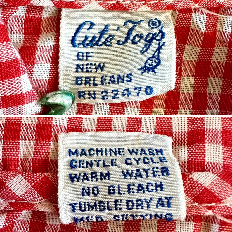 Vintage 60's 70's Cute Togs 2PC Gingham Shirt + Farm Homestead Overalls ...