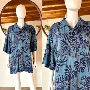 Vintage 90&#39;s Pusser&#39;s Island Reserve 100% Silk Tropical Casual Button Up Hawaiian Shirt Size L