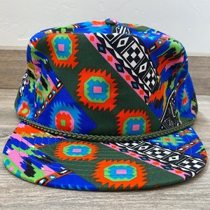 Vintage 90's Deadstock Nissin Colorful SW Tribal Neon Streetwear Trucker Hat Fresh Prince Snapback Unisex One Size