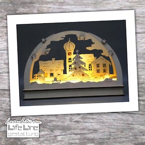 Laser cut file candle arch Christmas village svg