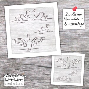 Plotterdateien-Bundle SCHWÄNE + SCHWÄNE STRASS svg + dxf