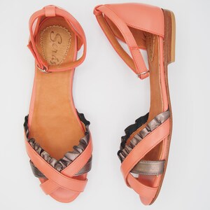 Nina Coral Sandals-Summer Shoes, Women Shoes, Vintage Flat Shoes, Retro and Unique Shoes, Leather Shoes, Made in Argentina image 6