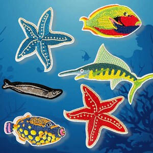 Ocean Animal Embroidery Patch Sea Fish Patch Iron-On Applique