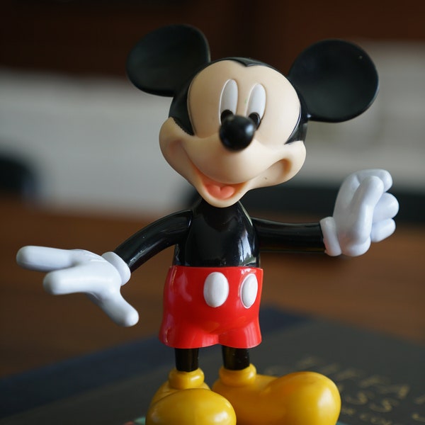 Vintage 8" Hard Plastic Mickey Mouse Posable Moveable Figure Disney