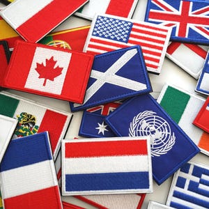 National Country Flag Embroidery Patch with Hook and Loop 3.25"x2.0"
