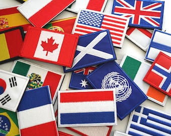 National Country Flag Embroidery Patch with Hook and Loop 3.25"x2.0"