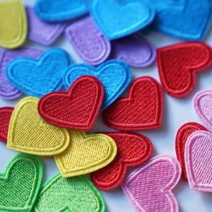 Mini Heart Patche colorful Heart Embroidered Patch  Tiny heart Iron-On Sew-On Badge