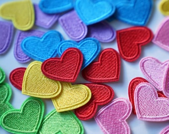 Mini Heart Embroidered Patch Colorful Iron-On Sew-On Badge