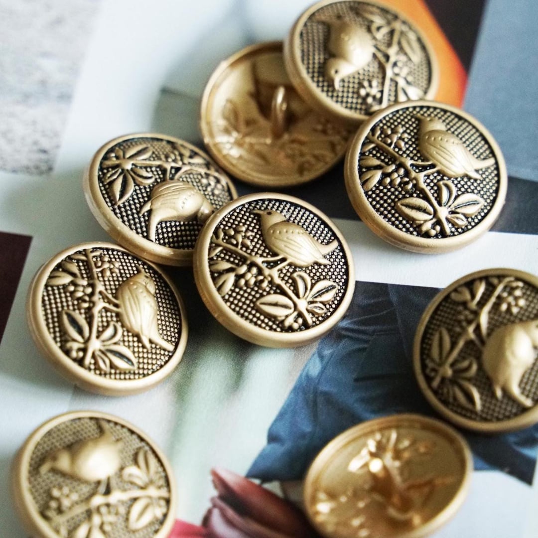 Vintage-style Bird Metal Buttons, 18-25mm, Round Shank, Gold - 10pcs - Etsy