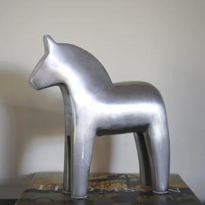 Vintage 1990s IKEA Finansiell Dala Horse Aluminum Statue