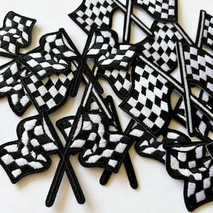 Checkered Flag Patch: Iron On Race Car Applique