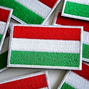Hungary Flag Embroidery Patch Iron On Sew on 3.25&quot;x2.0&quot;