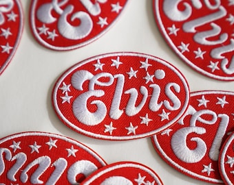 ELVIS King of Rock and Roll Embroidered Embroidered Iron-On Patch 3"x2"