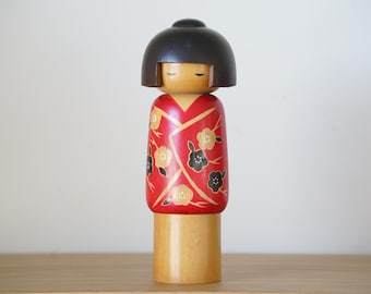 岸 貞男 Sadao 創作 こけし creative kokeshi doll Kokeshi Doll, Vintage Japanese Creative Doll 