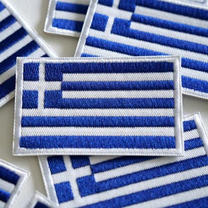 Greece Flag Embroidery Patch Iron On Sew on 3.25&quot;x2.0&quot;