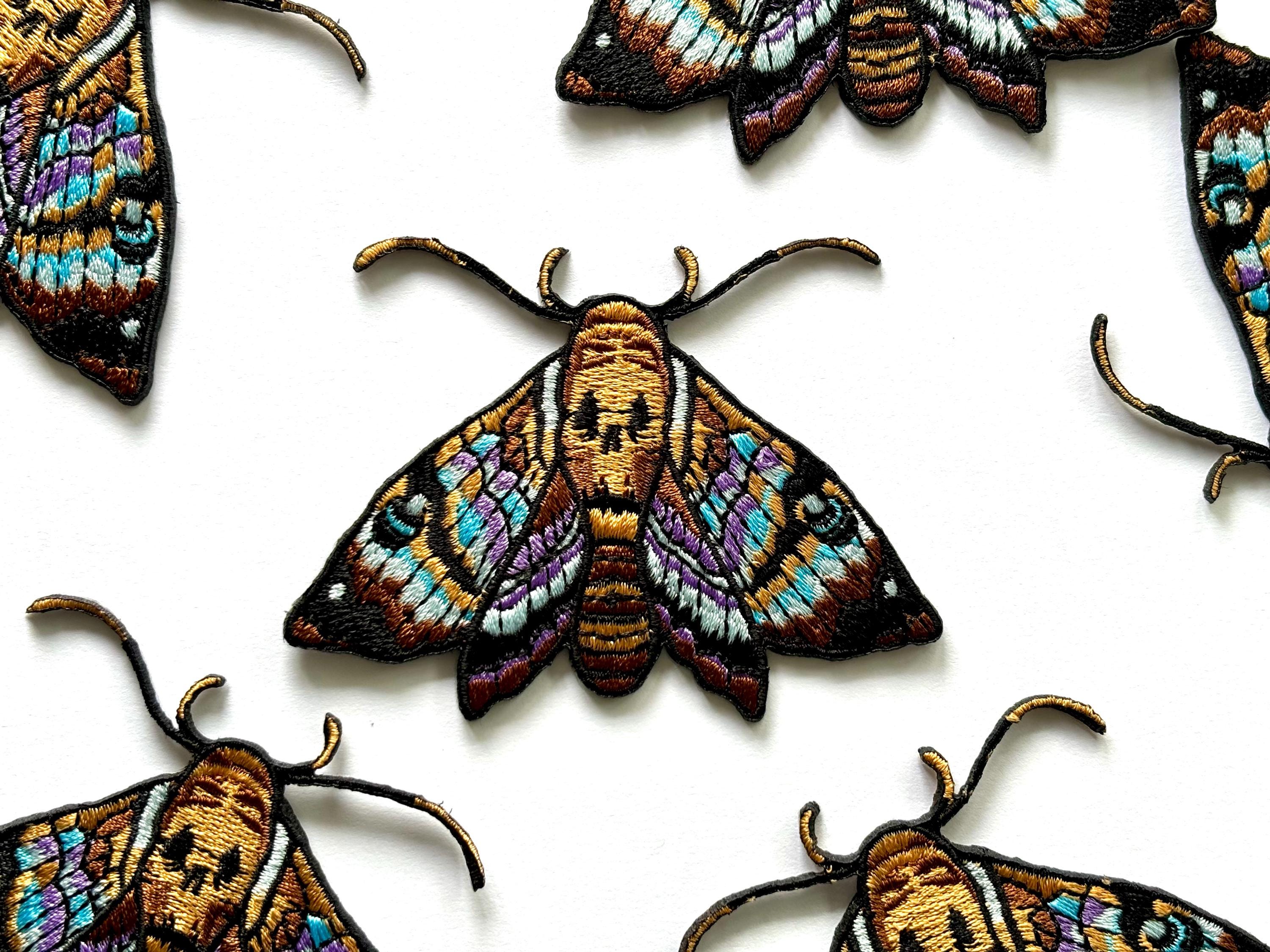 Patch tête de mort insigne à repasser film d'horreur écusson d'insecte