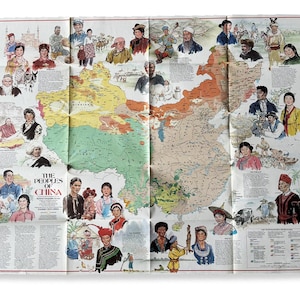 Carte géographique nationale de 1980. Les peuples de Chine