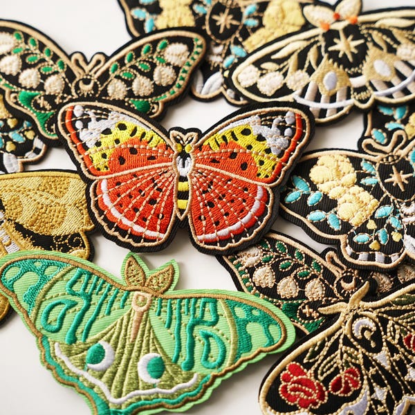 Colorful Moth Embroidered Patch: Sew On  Iron On