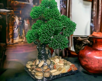 Bonsai-Baumskulptur – Kristalldraht, japanisches Dekor – Luxuriöse Raumdekoration