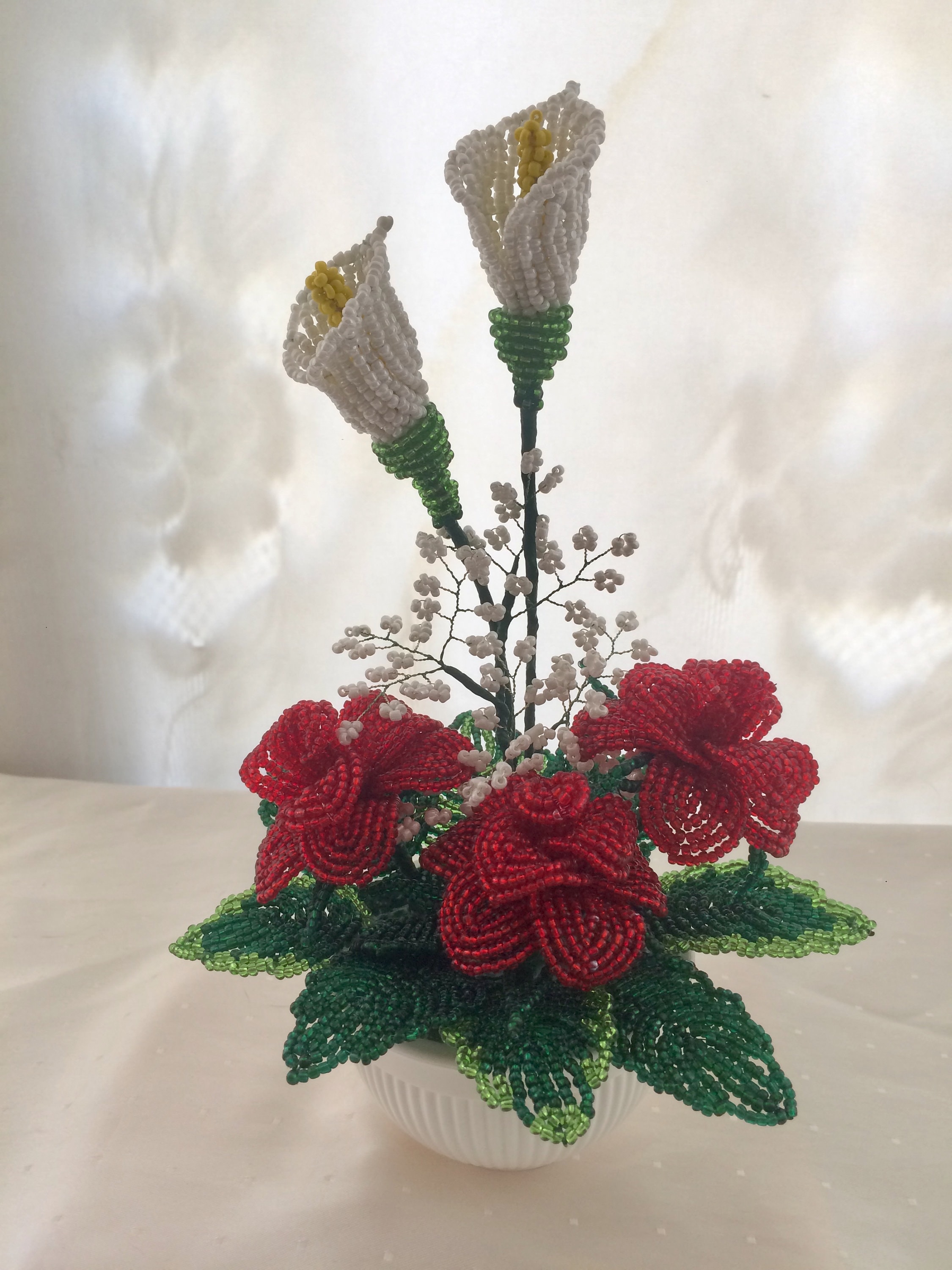 Beaded Flower Arrangement Handmade for Home Decor Beaded Etsy UK