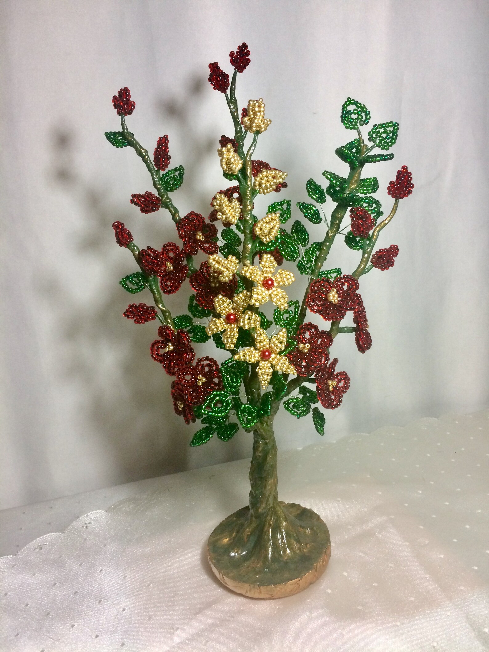 Beaded Flowers Arrangement Handmade Home Decor Wire Flowers Etsy