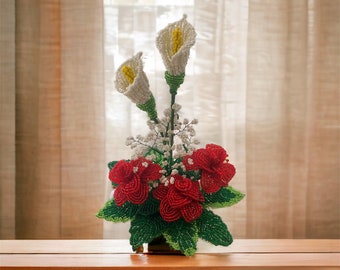 Bouquet of beads - Flower Arrangement – Wire Tree Sculpture, Home Decor Gift