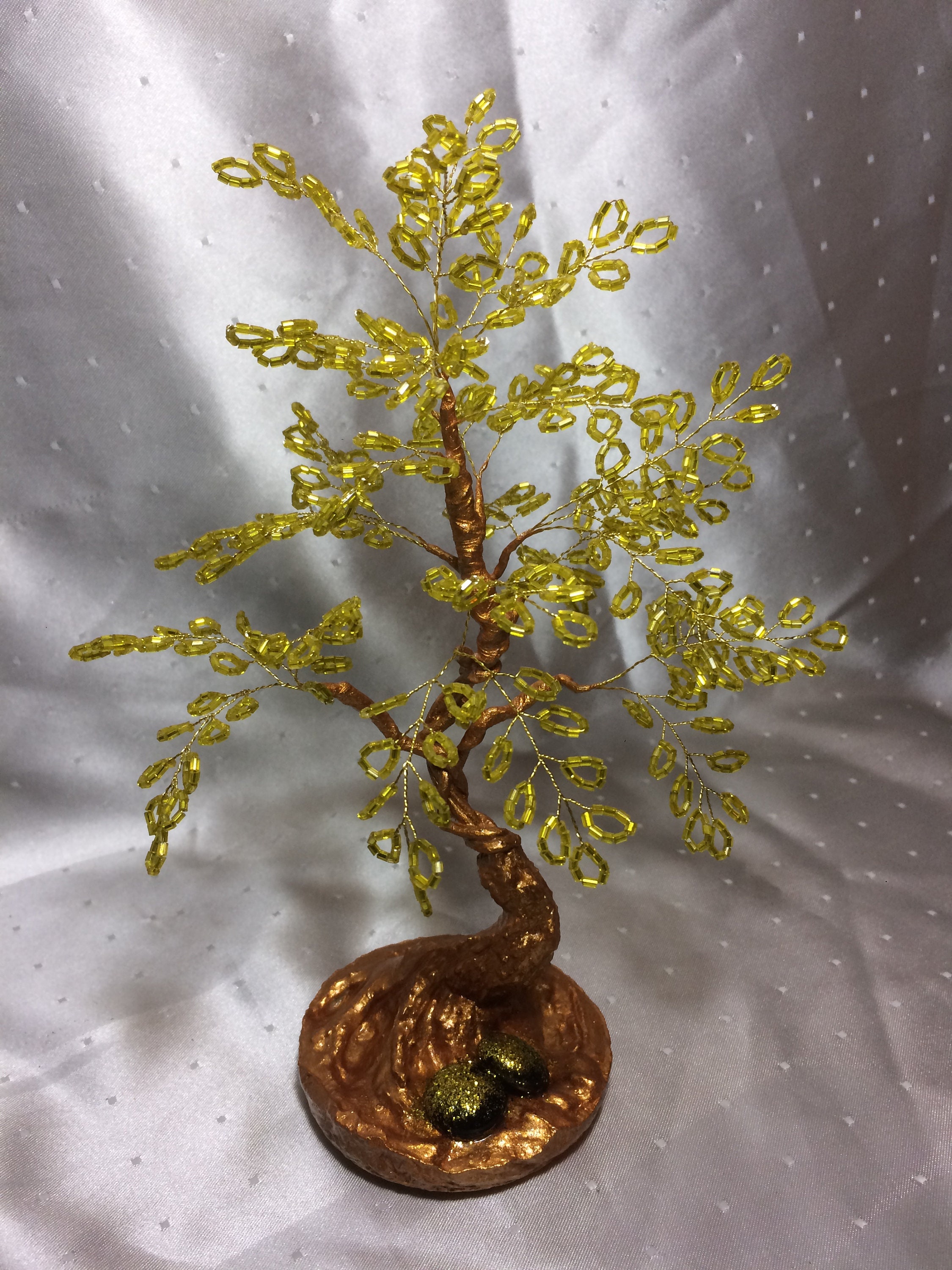 Beaded Yellow tree handmade home decor wire bead tree Etsy