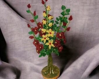 Bouquet of Flowers for home decor - wire flowers tree statue - blooming bonsai gift