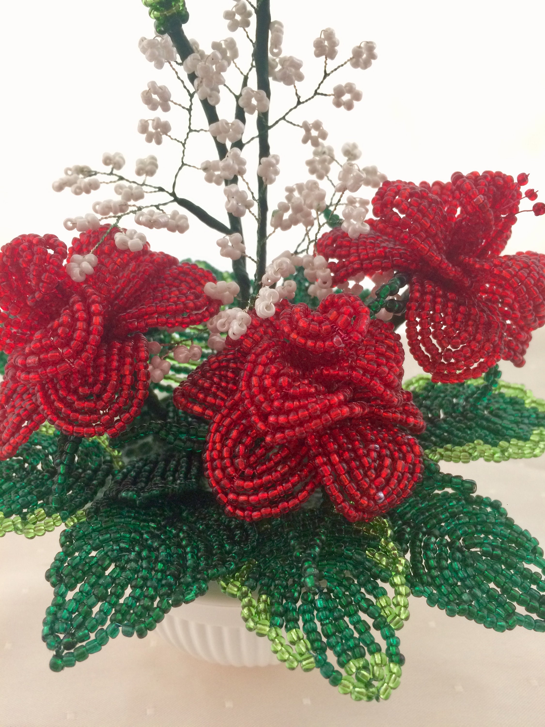 Beaded Flower Arrangement Handmade for Home Decor Beaded Etsy UK