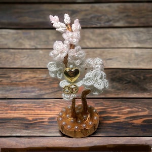 Wedding decoration of beads - Flowers arrangement for home decor - wire crystal statue - Beaded wedding bonsai gift